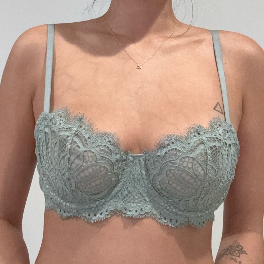 Victoria’s Secret Delicate Lace Balconette Bra in Sage Green